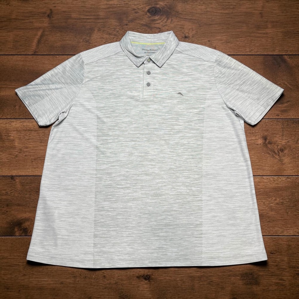 Tommy Bahama IslandZone Mens XXL Light Gray Performance Polo Golf Shirt